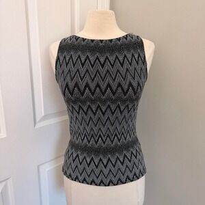 Y2K BLACK AND SILVER A. BYER CHEVRON PRINT TANK TOP